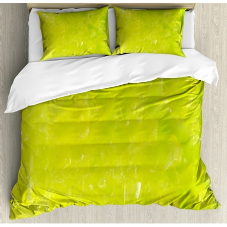 Lime Green Duvet Cover Set Grunge Hazy Color Background With