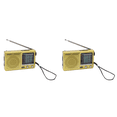 thumbnail image 2 of Radio Retro Banda Completa SW AM FM Emergencia Mini Clima Altavoz Incorporado Dorado, 2 of 2
