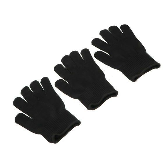 CRILSTYLEO 3Pcs Barber Shop Heat Proof Gloves Black Heat Resistant Hair Curler Protection