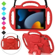 BMOUO Kids Case for New iPad 10.2 9th/8th/7th Generation 2021/2020/2019, iPad 10.2 Case for Kids,Shockproof Shoulder Strap Handle Stand Case for New iPad 10.2-Inch 2021/2020/2019 Latest Model - Red