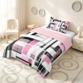 thumbnail image 2 of Manfei Abstract Geometric Twin Comforter Sets, Watercolor Artwork Bedding Set, Light Pink, Black and White, Pink Reversible 2pcs, 1 Comforter and 1 Pillowcase, 2 of 6