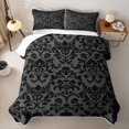 thumbnail image 2 of Homewish Vintage Damask Skull Twin Quilt Set for Boys Girls, Black Gothic Floral Halloween Twin Coverlet Set, 2-Piece, 2 of 7