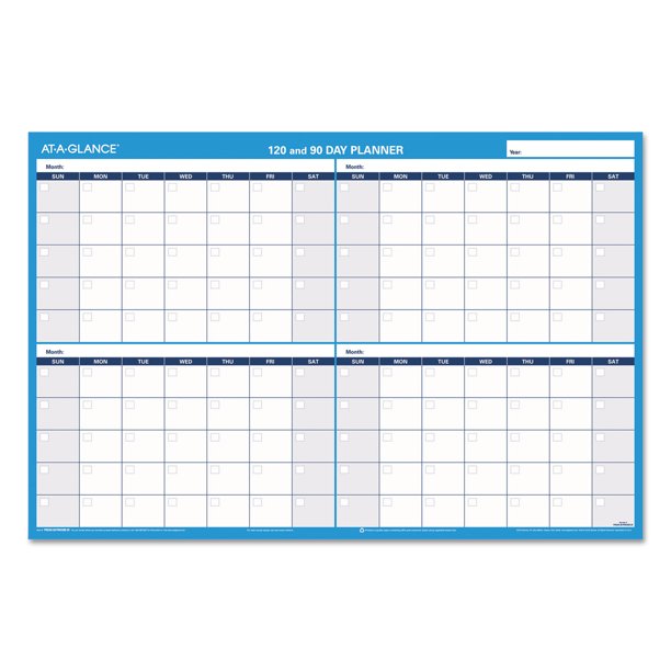 At-A-Glance, AAGPM23928, 90/120-Day Erasable Wall Planner, 1 Each, Blue -  Walmart.com