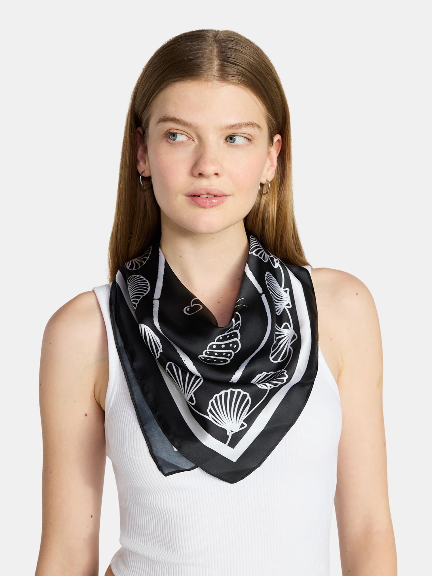 No Boundaries Women's Square Scarf with Printed Allover Pattern, Ideal for All Seasons