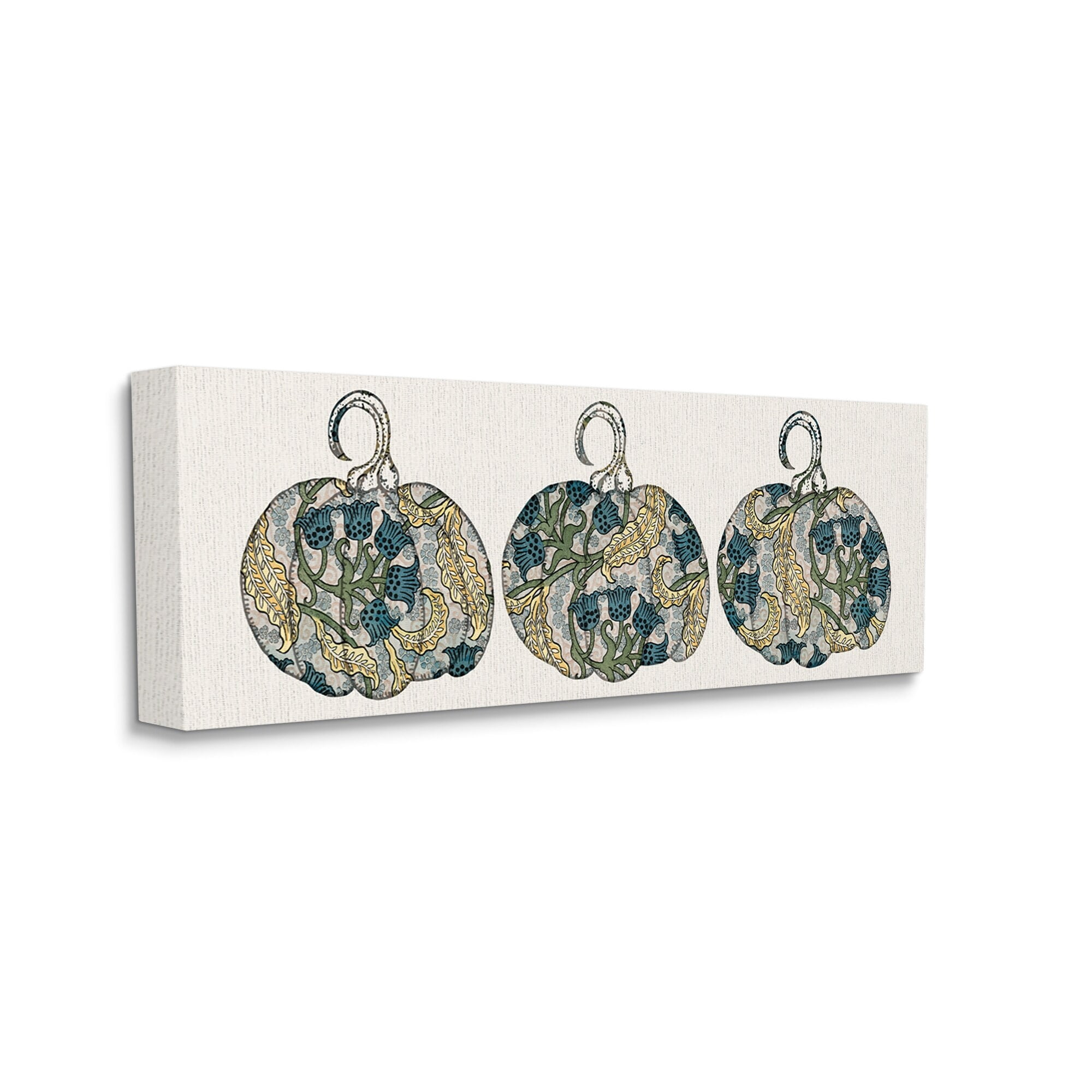 Stupell Industries Paisley Pattern Pumpkin Trio Bluebell Floral Illustration, 40 x 17,Design by Daphne Polselli