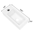 thumbnail image 5 of 14.5x7 Inch Porcelain White Bathroom Ceramic Sink Rectangular Wall Mount Small Sink, Left Pre-Drilled Faucet Hole, 5 of 7