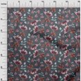 thumbnail image 2 of oneOone Cotton Poplin Gray Fabric Flower & Leaves Watercolor Craft Projects Decor Fabric Printed By The Yard 42 Inch Wide, 2 of 4