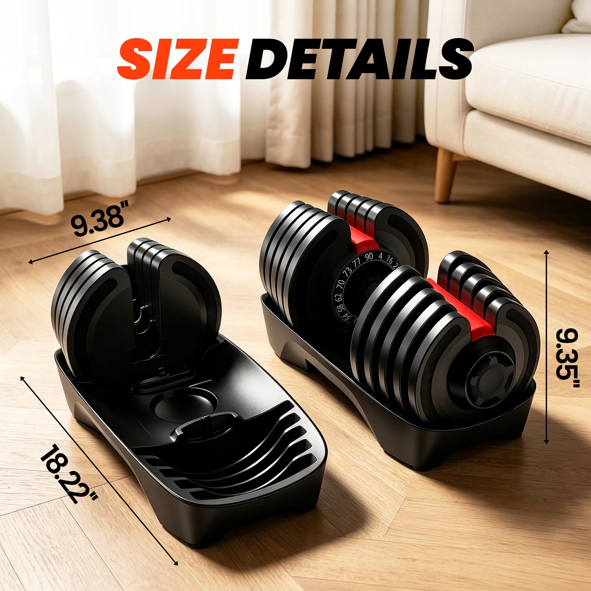 Adjustable Dumbbell 4 to 90 LBS, 16-in-1 Free Weight Adjustable Dumbbell, Quick-Adjust Dumbbell with Auto Safety Lock, Space-Saving Design, Home Gym Strength Training Equipment Men & Women