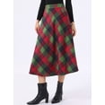 thumbnail image 2 of DARING DIVA Women's Vintage Plaid A-Line Work Long Maxi Skirt X-Small Red Green, 2 of 6