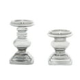 thumbnail image 6 of DecMode 2 Candle Silver Glass Handmade Turned Style Pillar Candle Holder, Set of 2, 6 of 8