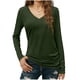 thumbnail image 2 of Xuyuer Women's V-Neck Long Sleeve Slim Drape Hem Solid Color Casual Blouse, Flowy T-Shirt Top for Business Casual, Dinner Dates and Elegant Daily Fashion, 2 of 5