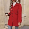 thumbnail image 6 of XFLWAM Women's Single Breasted Pea Coat Turn Down Collar Belted Vintage Trench Coat Casual Fall Winter Classic Outwear Overcoat with Pockets Red S, 6 of 9