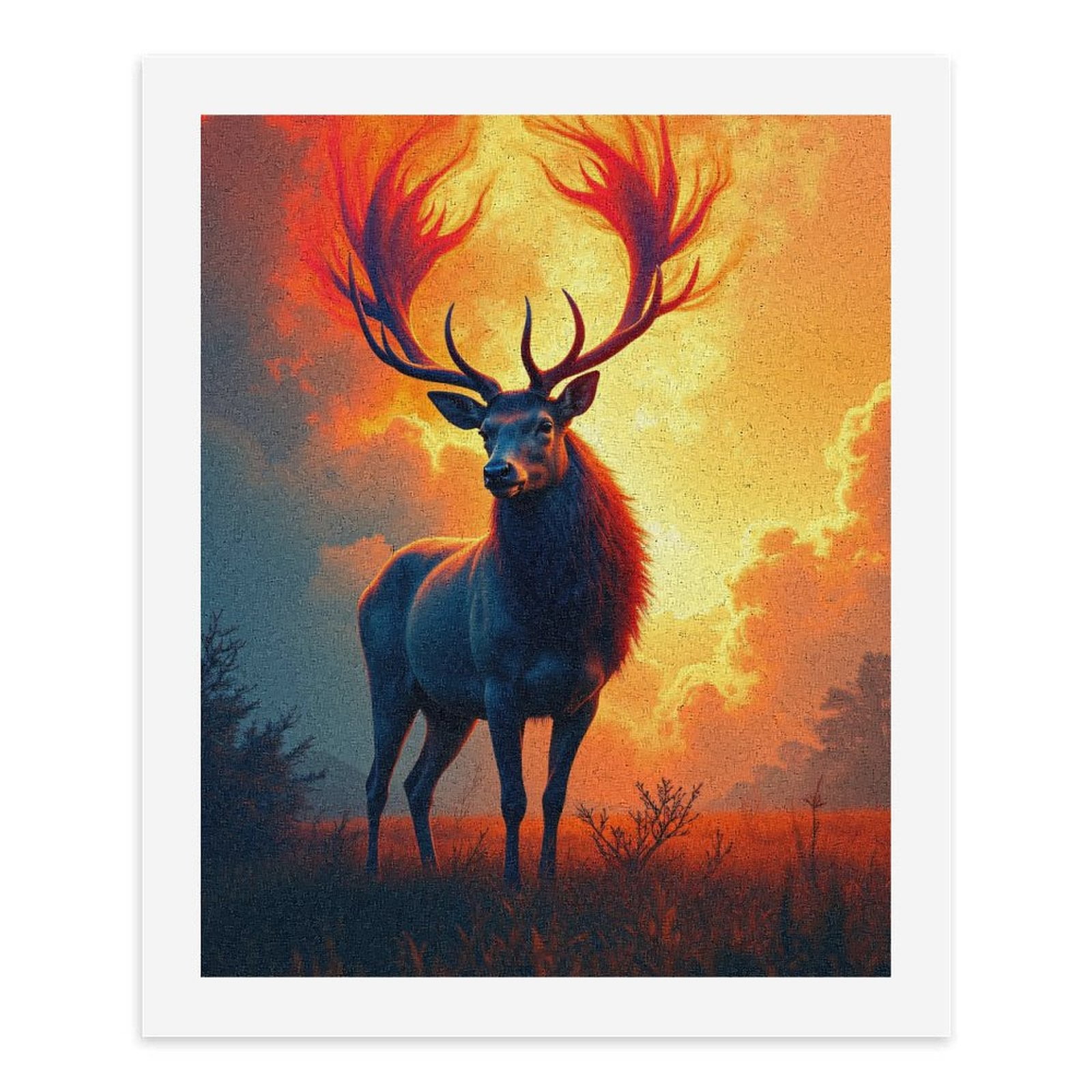 Paint By Numbers Kit for Adults Beginner - Majestic Deer Fiery Sunset Scene DIY Canvas Painting Kits for Adults, Frameless Paint By Number for Adults for Home Wall Decor 16x20 Inch