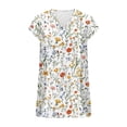 thumbnail image 5 of Summer Outfits for Women Vintage Floral Print Short Sleeve Tops Plus Size Satin Blouse Dressy V Neck Tops Camisetas Para Mujer, 5 of 6