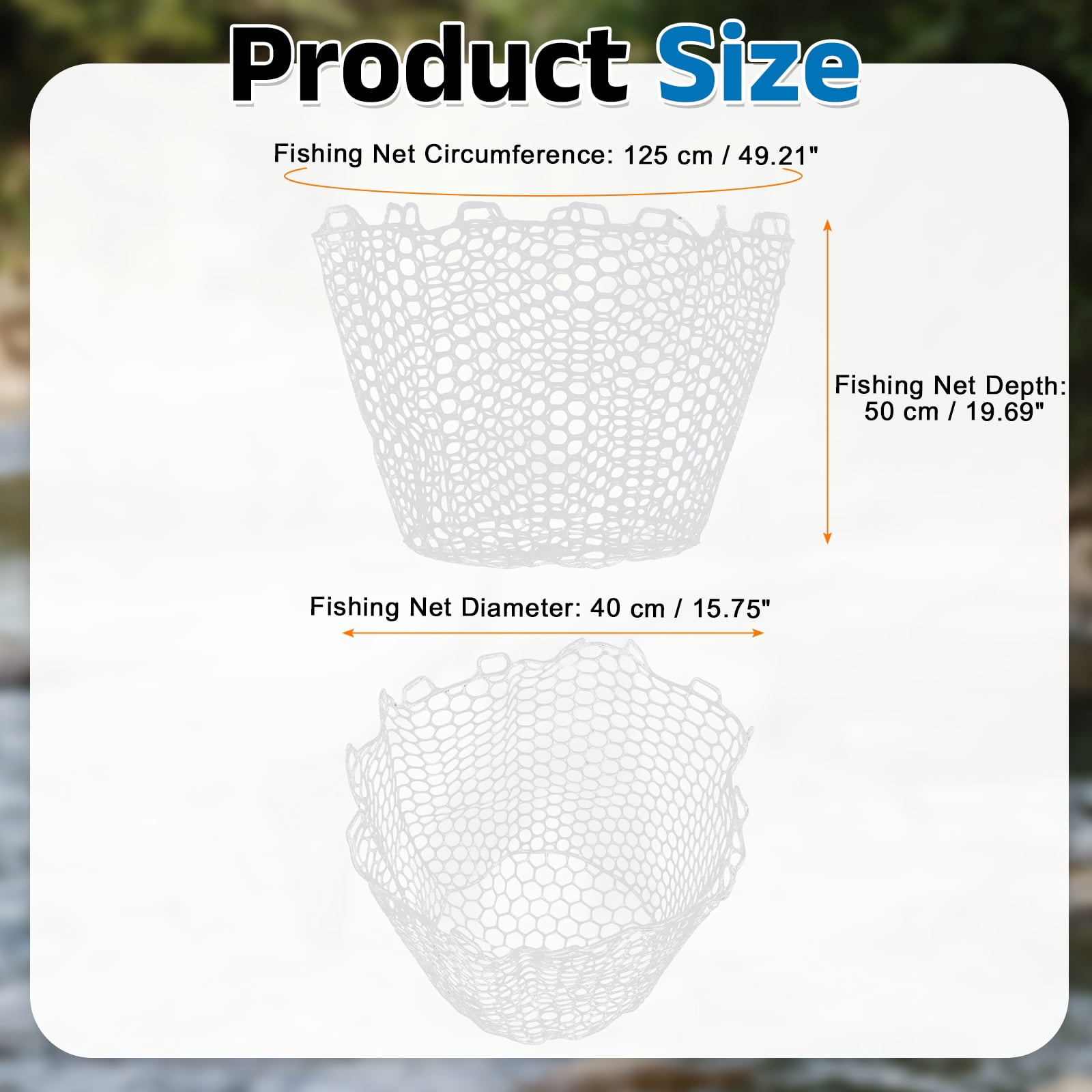 Uxcell Fishing Net Replacement, Foldable Fishing Replacement Netting Silicone Fly Ice Fish Net Landing without Handle Flexible 49x20" & White - For (Freshwater/Saltwater Fishing/Trout)