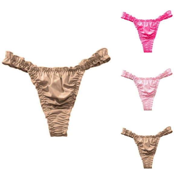 HAOTAGS Stretch Women's Panties,Moisture-Wicking Causal Comfortable V-Strings Thong Coffee S