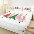 thumbnail image 3 of jejeloiu Christmas Tree Bed Sheets,Marry Xmas King Sheets,White Red Oink Sheet Set For Girl Boy,Ultra Soft Room Decoration,4-Piece, 3 of 7
