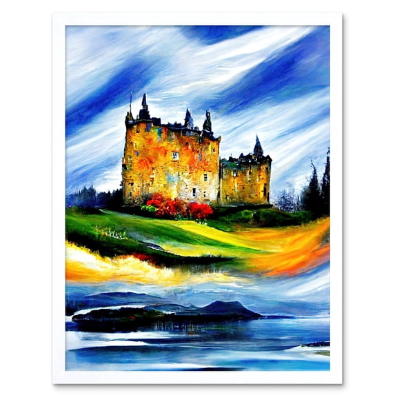 Eilean Donan Castle Oil Painted On May Day Art Print Framed Poster Wall Decor 12x16 inch