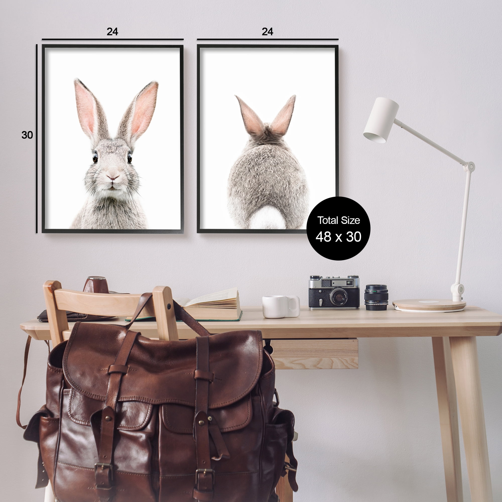 Stupell Industries Back & Front Bunnies Animals & Insects Painting Black Framed Art Print Wall Art, 24 x 30, Set of 2