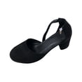 thumbnail image 2 of GERsome Women's Low Chunky Heels Closed Toe Ankle Strap Work Office Wedding Party Dress Pump Shoes, Black Size 6.5, 2 of 9
