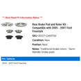thumbnail image 2 of Rear Brake Pad and Rotor Kit - Compatible with 2005 - 2007 Ford Freestyle 2006, 2 of 2