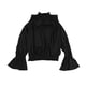 thumbnail image 1 of bar III Blusa de punto fruncido de manga dividida para mujer, negro, pequeño bar III Tejer, 1 of 2