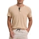 thumbnail image 1 of Camisetas Henley para hombres INSPIRE CHIC, casuales de verano, de manga corta, con botones, básicas, 2XL, caqui, 1 of 6