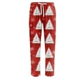 thumbnail image 3 of Fabrcox Men's Christmas Snowman Printed Pajama Pants Elastic Waist Drawstring Pj Pants Christmas Santa Claus Elk Xmas Print Casual Soft Comfy Sleepwear Red L, 3 of 4
