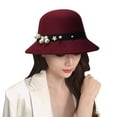 thumbnail image 3 of Lroveb Bucket Hats for Women Woolen Hat Fall Winter Korean British Retro Sunshade Fisherman Dome Top Hat, 3 of 5