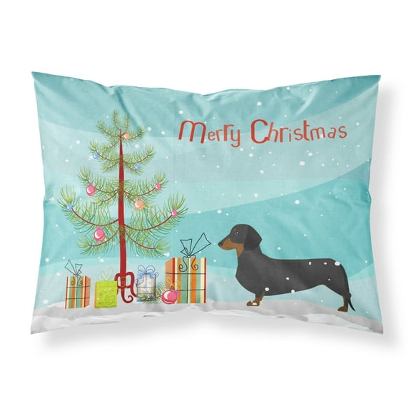 Dachshund Merry Christmas Tree Fabric Standard Pillowcase