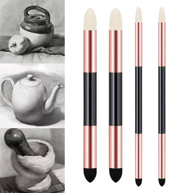 Elodie 4 Pieces Artist Blending Sponge Pens Tools for Highlighting Smear Correcting Rose Gold