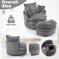 thumbnail image 5 of Ktaxon Swivel Corduroy Round Chair with Ottoman, 360-Degree Rotation Accent Chair, Double Layer Cushion Sofa with Lumbar Pillow, Ideal for Home Office Gray, 5 of 6