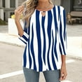 thumbnail image 4 of Womens Color Block Pattern Tunic Blouses Round Neck T-Shirt 3/4 Sleeve Shirts Classic Fit Tunic Tops Dressy Causal Tee Shirts Going Out Beach Clothes Trendy 2025 Summer, 4 of 6