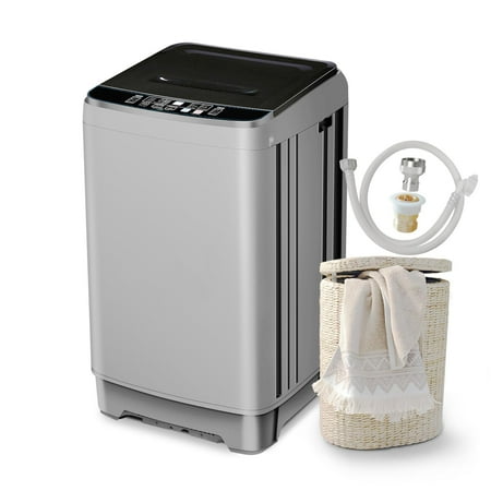 Portable Washing Machine 2.0 Cu.Ft. Full-Automatic Compact Washer Machine for Apartment 10 Wash Program Small Portable Washer for Dorm Apartment RV Home Silver