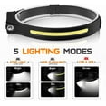 thumbnail image 3 of 1200mAh Rechargeable Battery Headlamp Flashlight, Night Fishing Headlight for Buddy Adult Forehead Camping Outdoor Running, 350Lumens Led Headlamp 230 Wide Beam Adjustable Headband, Wave Motion Sensor, 3 of 7