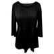 thumbnail image 3 of MHFRRA Top Informal Plisado de Manga Larga y Cuello Redondo para Mujer Negro, 3 of 3