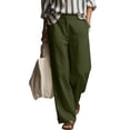 thumbnail image 3 of High Waisted Pants for Women Lounge Casual Straight Fit Travel Pants with Pockets Summer Trousers, 3 of 7