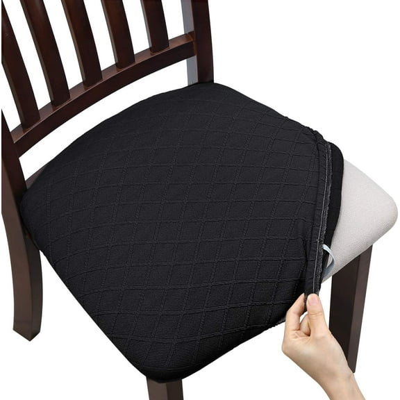 Kitchen Chair Seat Cushion Protector Covers Set of for Dining Room, Stretch Removable Washable Dining Chair Seat Slipcovers for Home,（black）
