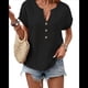 thumbnail image 1 of Blusas Casuales con Botones y Cuello en V para Mujer, Holgadas, de Corta, Lisas, para Otoño. Negro XL, 1 of 3