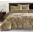 thumbnail image 3 of Chezmoi Collection Lux 3-Piece Tan Velvet Comforter Set Queen Size, All Season Lush Plush Velvet Bedding Set with Soft Washed Microfiber Reverse, 3 of 9