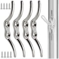 thumbnail image 1 of 4 Pieces Stainless Steel Cleat Hook 100mm Flagpole Rope Hook Rope Cleat Hook for Attaching Ropes to Flagpoles Boats Awnings Shutters, 1 of 5