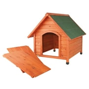 TRIXIE Cottage Weatherproof Outdoor Wooden Dog House Raised Floor for Larger Dogs, Brown