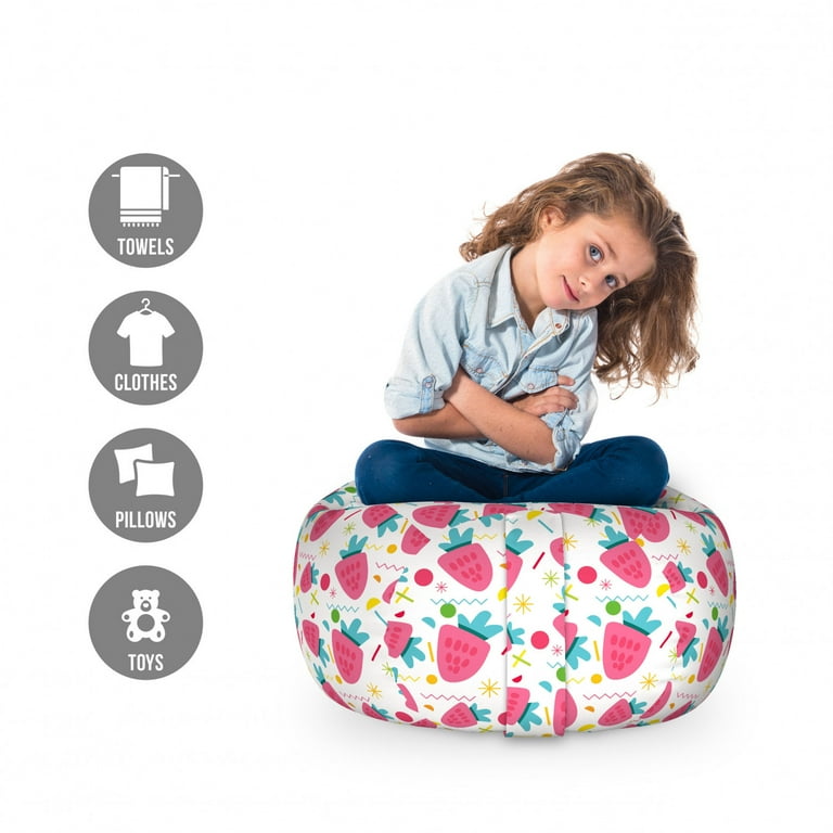 Strawberry Storage Toy Bag Chair Pattern of Doodle Zigzags