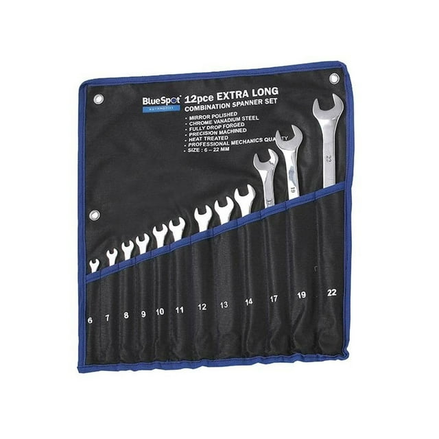 Bluespot Tools Extra Long Combination Spanner Set, 12 Piece