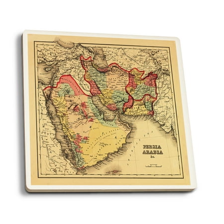 Map Of Perugia Middle East Persia, Arabia - (1855) - Panoramic Map (Set of 4 Ceramic Coasters - Cork-backed, Absorbent) ()