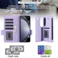 thumbnail image 4 of ELEHOLD for Samsung Galaxy Z Fold 3 Wallet Case, PU Leather Card Cash Slot Double Magnetic Clasp Kickstand  Flip Full-coverage Shockproof Case with S Pen Holder for Samsung Galaxy Z Fold 3,Purple, 4 of 9