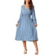 thumbnail image 2 of Vestidos de Otoño para Mujeres INSPIRE CHIC de Manga Larga con Escote en V, Florales, Bohemios, Fluidos, Midi, Talla M, Azul, 2 of 5