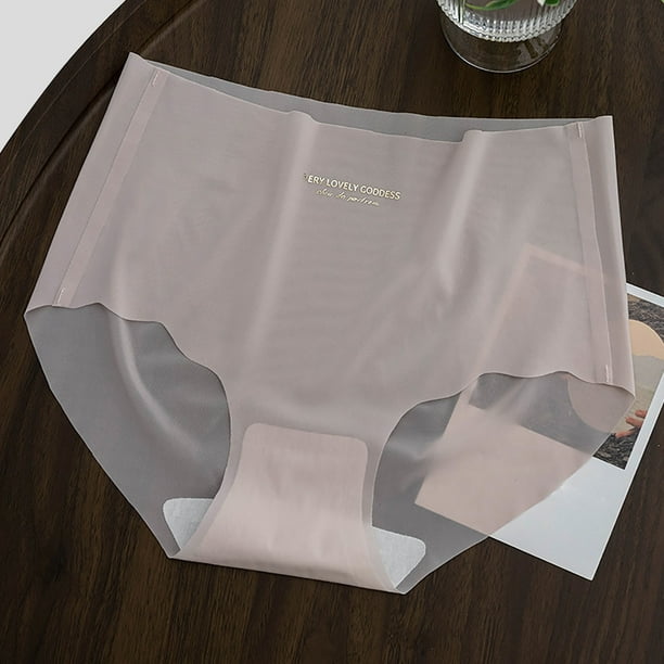 Aayomet Womens Bikini Panties Sensation Yoga Ice Silk Panties Seamless  Peach Butt Cotton Crotch Athletic Underwear (Pink, L) 