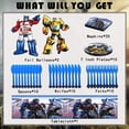 thumbnail image 3 of 169 Pcs Transformers Birthday Party Supplies with Flatware, Birthday Banner, Plates, Tablecloth, Hanging Swirls, Cake & Cupcake Toppers, Balloons, Foil Balloons, Stickers for 10 Guests, 3 of 6