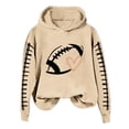 thumbnail image 4 of YVNAURA Long Sleeve Football Mom Hoodie Game Day Sweatshirt for Women Heart Graphic Oversized Pullover Casual Hooded Top with Pocket Cozy Fleece Fall Winter Wear, Khaki,XXXXXL, 4 of 4
